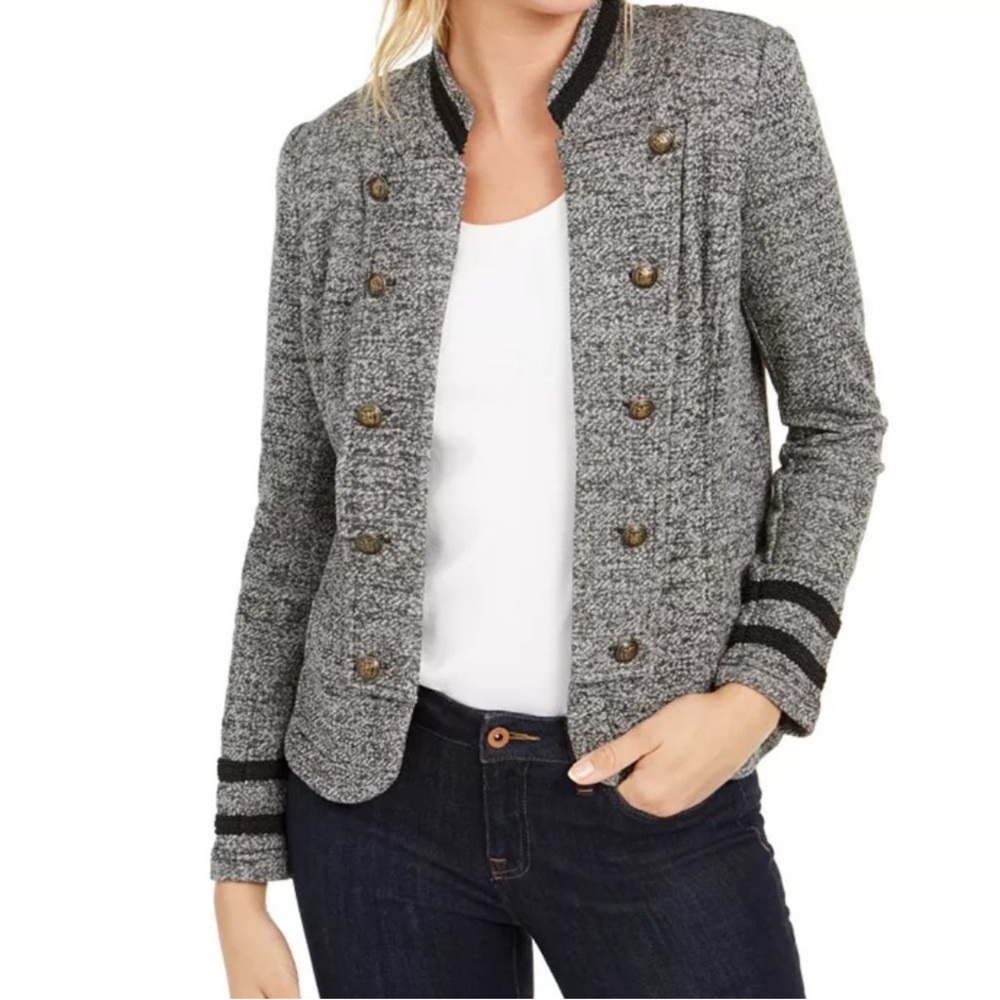 Tommy Hilfiger Black Military Band Blazer Gray Size Medium